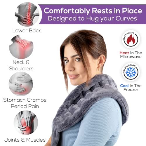 Microwavable Heating Pad with Straps, Medium, Gray, Hot/Cold Therapy - color: Gray, size: Medium
