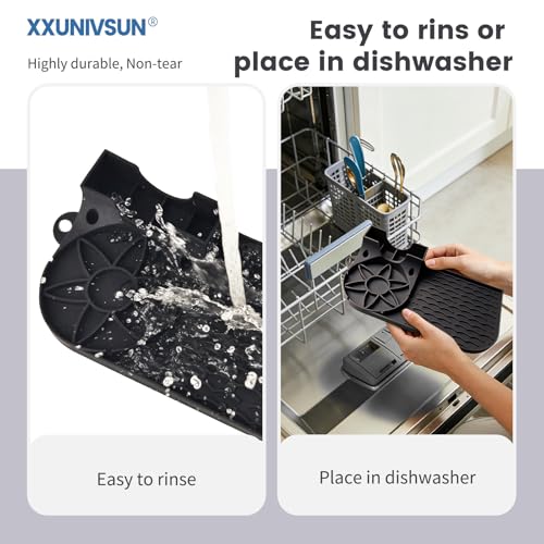 Bottle Drying Rack for Stanley, Water Bottle Drain Pad for Owala Thermos Cups, Space Saving Drainer Stand Mat, Silicone Kitchen Counter Racks, Small Tumbler Drainer (Black) - color: Black