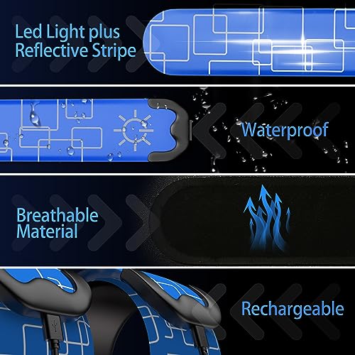 2 Pack LED Armband - Rechargeable Running Lights with Reflective Gear, High Visibility LED Wristband Lights - color: blue