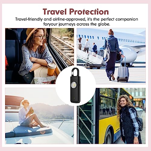 Rechargeable Personal Alarms for Women - Christmas Birthday Gifts for Women, Stocking Stuffers for Teen Girl, Daughter, Safety Keychain Flashlight, Siren Alarm, Travel College Essentials (Black) - color: Black