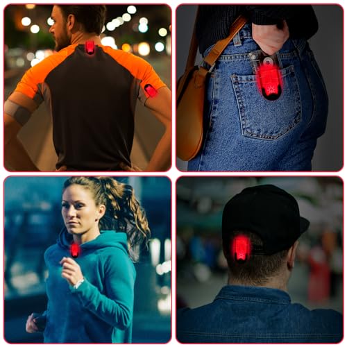 Aucuu Reflective Running Gear Set, Magnetic LED Clip Lights, Rechargeable Magnet Clip, Running Safety Lights with 3 Lighting Modes, High Visibility, Brightly Luminous for Night Running, Cycling - color: #3 Red
