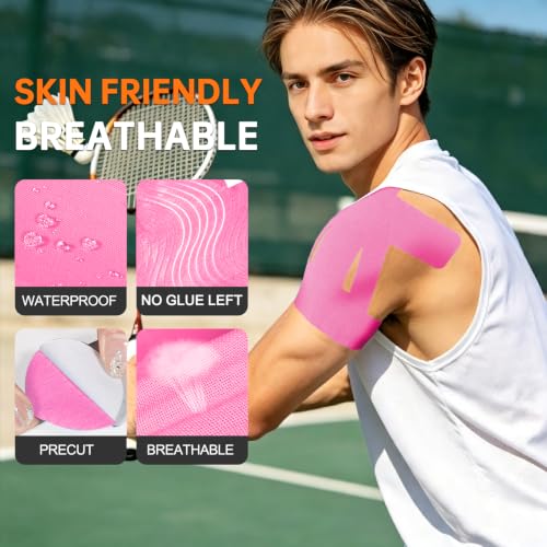 Precut Kinesiology Tape for Shoulder, 10 Pcs, Pink - color: Pink, size: 10 Pcs