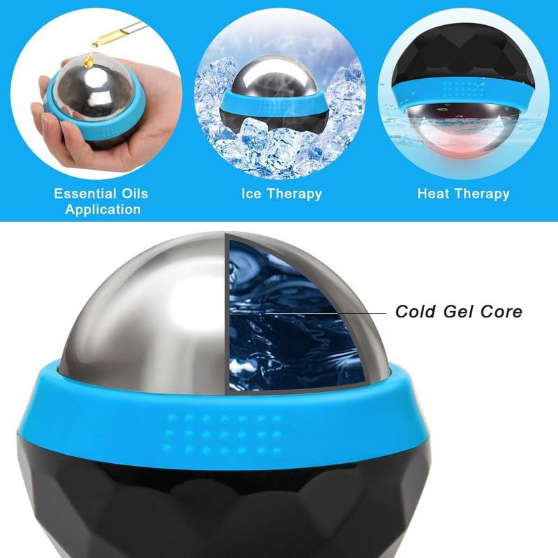 60mm Cold Roller Hot & Cold Compress Massage Roller Ball Body Foot Back Waist Hip Relaxer Ice Massager Tool, Ergonomic Grip, Compact Massager, Smooth Surface, Fitness Enthusiasts