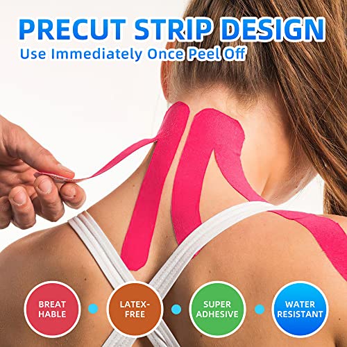 K Tape 12 Roll Pack Athletic Tape - Waterproof Precut Kinesiology Tape (10" Strips) for Knees Shoulders Ankles Elbows, Latex Free Breathable kinesiotape for Sports & Recovery (Mixed Colors)