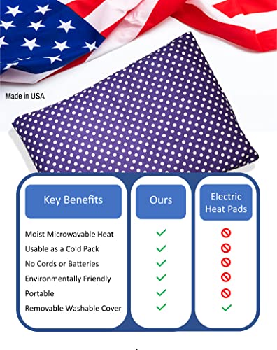 Microwavable Corn Filled Heating Pad and Cold Pack/Washable 100% Cotton Cover (Polka Dot - Purple, 7.5in W x 11in L) - size: 7.5in W x 11in L, style: Polka Dot - Purple