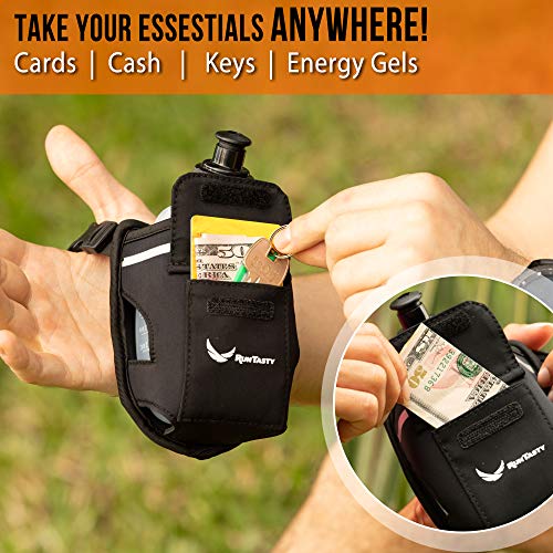 2-in-1 Running Fun: Handheld 12 Oz Water Bottle & Running Belt Add-On. No-Grip Design Straps on Hand & Slides on Belt. Waterproof Pocket for Money, Keys. Maximize Time, Freedom & Health - color: Stylish Black
