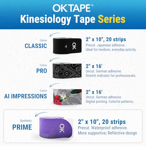OK TAPE Synthetic Kinesiology Tape Precut Strips, 2in×16.4ft Roll - color: Black, size: 1 Roll-Dot