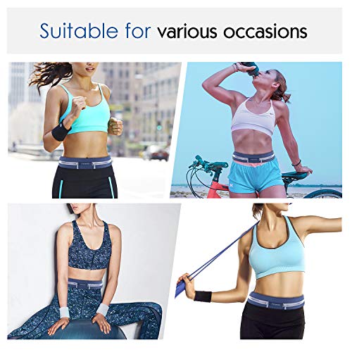 MoKo Sports Running Belt,Outdoor Dual Pouch Sweatproof Reflective Slim Waist Pack,Fitness Workout Belt Fanny Pack Compatible with iPhone 11/11 Pro Max/X/Xr/Xs Max/8/7, Galaxy Note 10/10 Plus, S20/S10 - color: Indigo