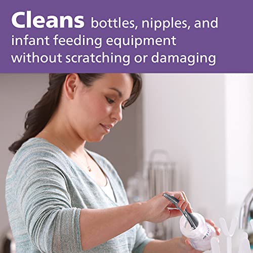 Philips AVENT Baby Bottle Brush | Nipple Cleaning | Grey | Pack of 2 | SCF145/18 - size: 1 Count (Pack of 2)