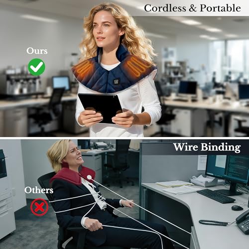 Portable Cordless Heating Pad for Neck and Shoulders Back, 15000mAh Battery