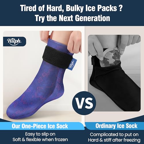 Hilph Ice Pack Sock for Full Foot Pain Relief, Hot Cold Therapy Sock - style: Blue