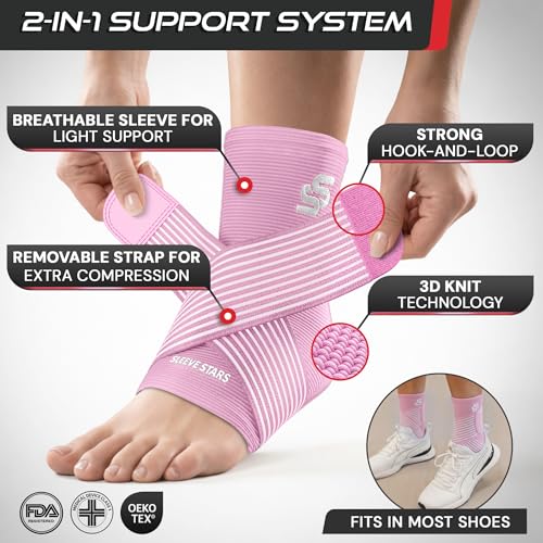 Sleeve Stars Ankle Brace Men & Women Support (Single/S:9"-10"/Baby Pink) - color: Baby Pink, size: Small