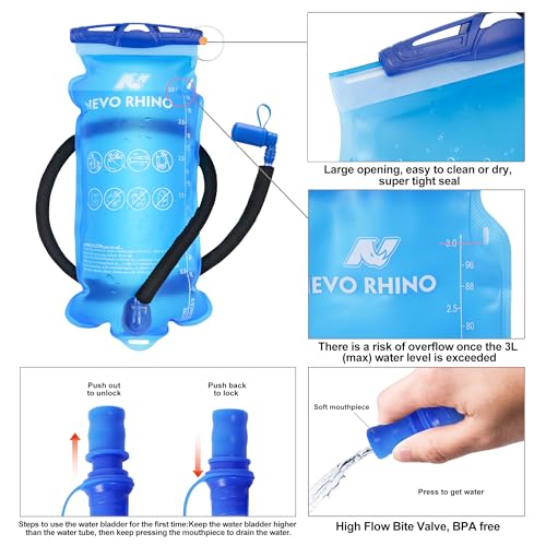 N NEVO RHINO Hydration Backpack, 18L Hiking Backpack with 3L Water Bladder - color: blue print
