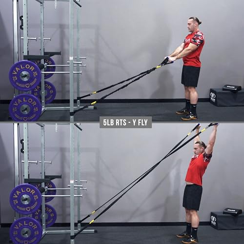 Valor Fitness Resistance Bands - 5lb to 25lbs - Carabiners Attached & 2 Bands per Weight Option with Handles– Sheath Covered - Strength Training New Compact 39" Design - Wall Door Rack Mount Options - color: Black -Set of 5,10,15lb Pairs
