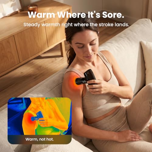 BOB AND BRAD M7 Plus Mini Massage Gun with Heat, FSA Eligible & HSA Approved Deep Tissue Percussion Massager for Back & Neck Stiffness - Portable, Quiet, Ultra-Lightweight