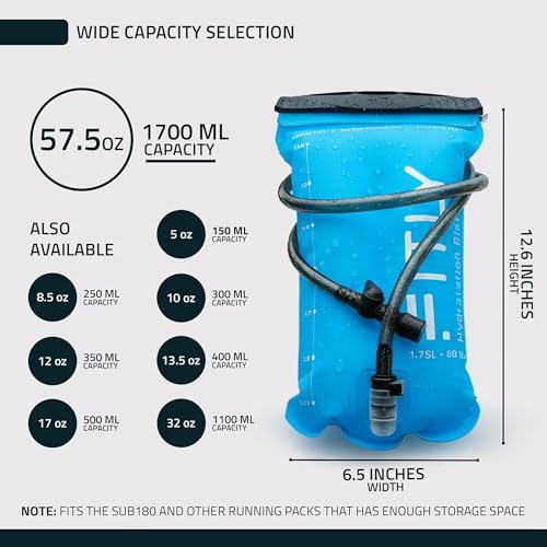 FITLY Soft Flask Running Water Bottle - Collapsible Hydration Flask - color: Blue, size: 60 Ounces