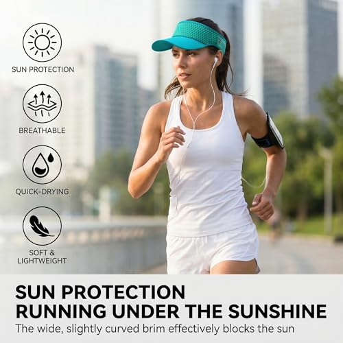 LONGLONG Sports Sun Visor Hat with Non-Slip Toggle Breathable for Women Men - color: Teal