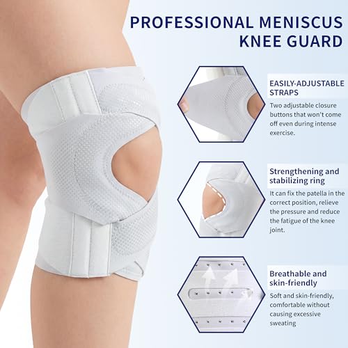 Knee Brace for Men and Women, Dual X-Straps and 4 Side Stabilizers - color: Gray, size: Large