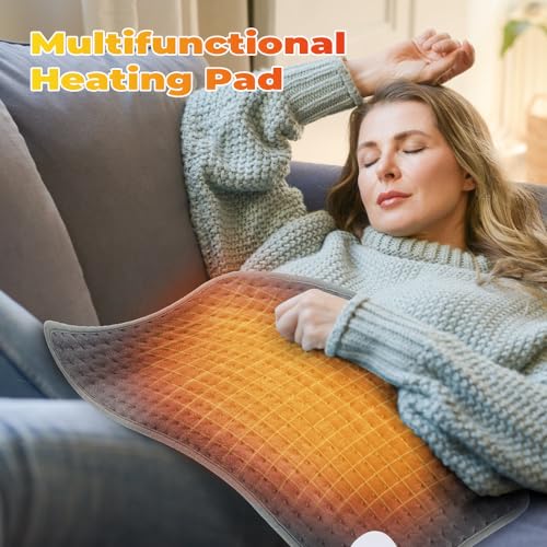 Heating Pad, Electric Heating Pad 24"X12" for Back Neck Shoulder Belly Heating Technology, Ultra-Soft Moist & Dry Therapy Heat Pad with 10 Temperature Settings 3 Timer, Automatic Switch-Off, Grey - color: 24"x12" Gray