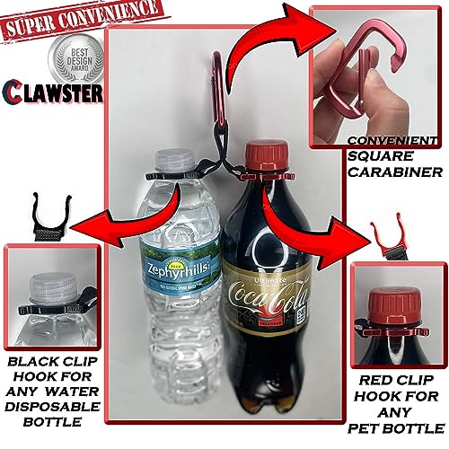 Water Bottle Holder Buckle Hook Holder Clip for 2 Sizes of Bottles. Aluminum Carabiner for Camping Hiking Traveling Sport Backpack