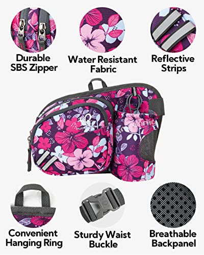 WATERFLY Fanny Pack Waist Bag: Waist Pack for Women Men with Water Bottle Holder Hiking Fanny Pack for Running Walking DogWalking Travel Cycling - color: Rose red flower