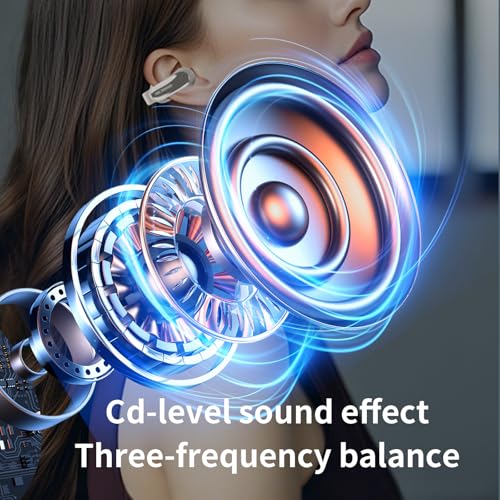 Open Wireless Bluetooth 5.4,Clip-On Bluetooth with Earhook, IPX5 Waterproof Safe for Sports Running Cycling (Beige)