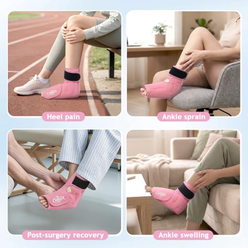 Ankle Ice Pack Wrap, Heel Ice Pack Wrap for Plantar Fasciitis Relief - color: Pink, size: Large