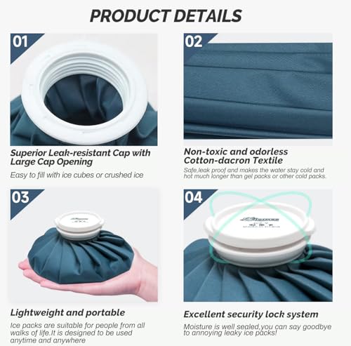 2 Pcs Reusable Ice Bag, Sport Injury Ice Bag, Ice Pack for Injuries, Clod Compress Bag, Hot & Cold Therapy, Teeth Pain Cold Pack, Headaches Cold Ice Bag, Back Fast Release Reusable Ice Bag(9 in)