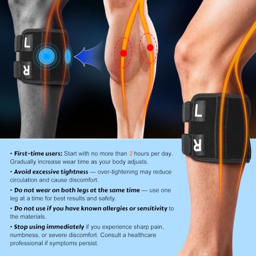 Sciatica Pain Relief Devices, Adjustable Calf Support Sciatic Nerve Brace with 2 Pressure Pad Targeted Compression for Sciatic Nerve Relief, Unisex Sciatic Nerve Brace for Men Women