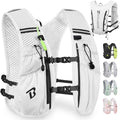 BECOJADDE Running Vest for Women Men, 5L/6L Lightweight Hydration Backpack Running Pack for Marathon, Trail, Cycling, Hiking, Jogging - color: White