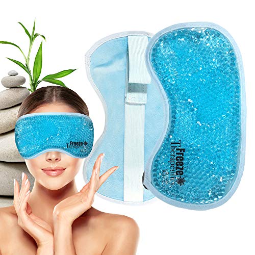 USA Merchant - Hot/Cold Plush Gel Bead Relief Wrap | Freeze Therapeutics by L'AUTRE PEAU | Hot Or Cold Reusable Ice Packs with Flexible Beads (Blue Full Eye Mask) - color: Blue Full Eye Mask