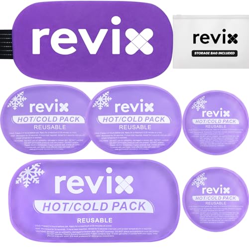 REVIX Ice Packs for Injuries, 5 Pack Hot & Cold Gel for Knee & Back, Purple - style: Purple-5 Pack