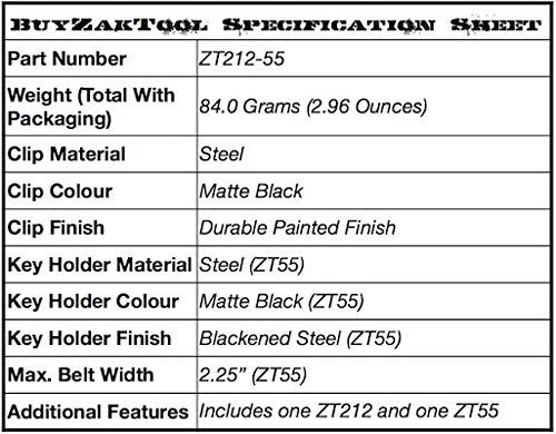 ZAK Tool ZT212-55 Tactical Belt Clip (Combo Set)