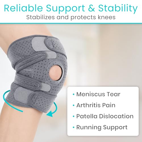 Vive Knee Brace for Meniscus Tear - ACL & Patella Support for Men, Women - color: Gray