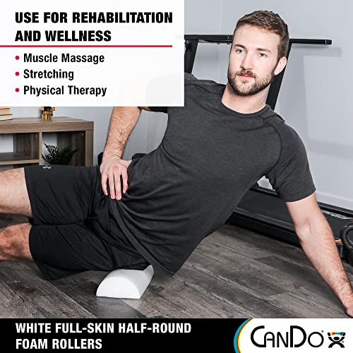 Cando-30-2341 Full-Skin PE Foam Roller For Muscle Restoration, Massage Therapy, Sport Recovery, And Physical Therapy. White, 6" x 12", Half-Round - size: 12-inch
