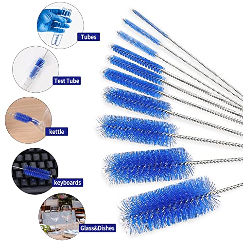 CiaraQ Bottle Cleaning Brushes, 8 Inch Nylon Tube Brush Set - color: Navy Blue, size: 8.0 Inch (10pcs)