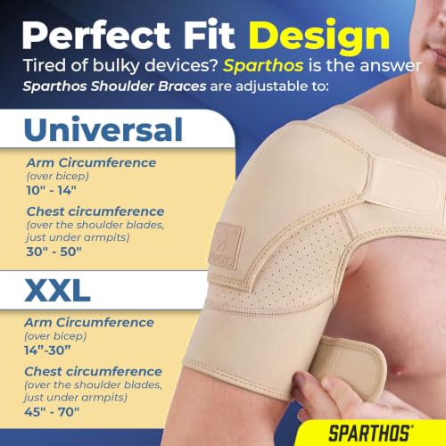 Sparthos Rotator Cuff Shoulder Brace for Women & Men - Support - Beige-XXL - color: Desert Beige, style: XXL