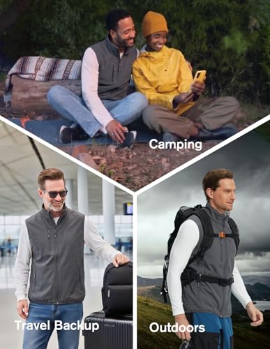 fit space Men's Lightweight Vest Softshell Sleeveless Windproof Jacket with Zipper Pocket Cycling Travel Hiking Running Golf - color: Grey, size: XX-Large