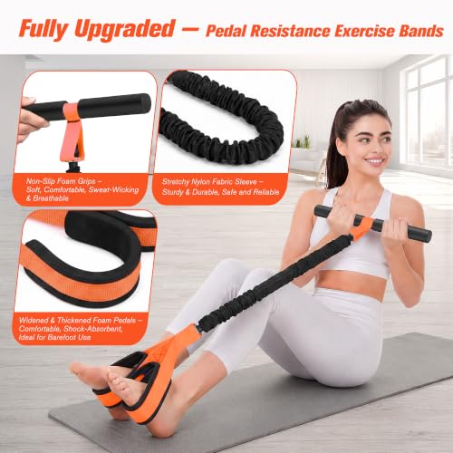 Resistance Bands with Handles,Pedal Resistance Band with Handle - color: 55lbs Orange