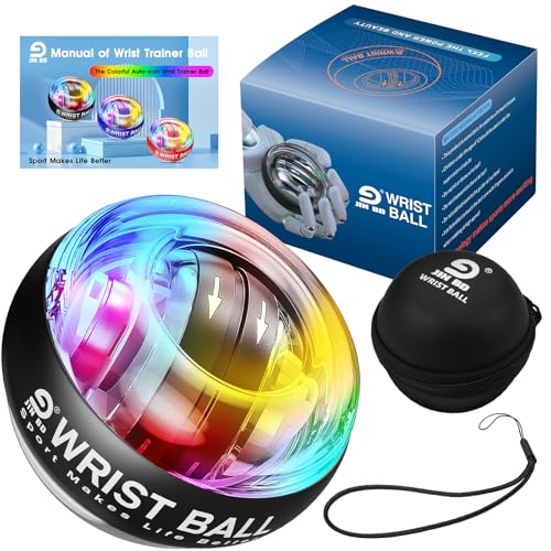 JIN BD Auto Start Wrist Ball，Gyro Ball Trainer，Wrist Exerciser，Gyroscopic - color: Black