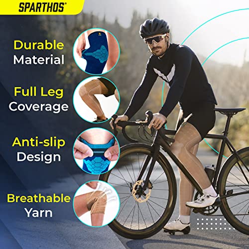 Sparthos Compression Leg Sleeve Men, Full Leg Compression Sleeve, Beige-S - color: Desert Beige, size: Small