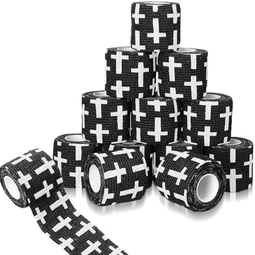 Geiserailie 12 Pack Christian Athletic Tapes 2 Inch x 5 Yards, Black - color: Black