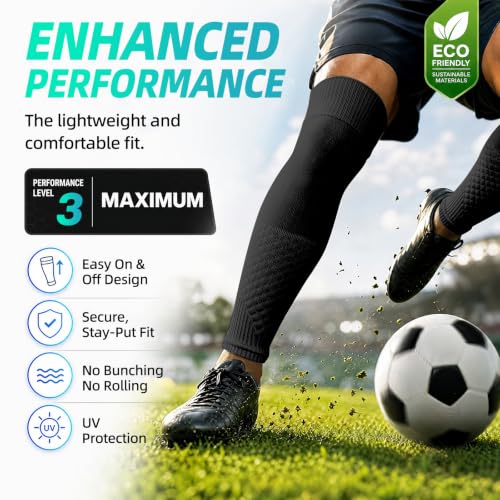 Aegend Soccer Leg Sleeves for Grip Socks, Compression Shin Guard Sleeves - color: Black, size: Medium