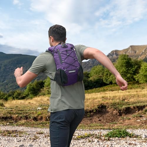 Lightweight Hydration Backpack, Running Backpack with 2L Water Bladder - color: Purple