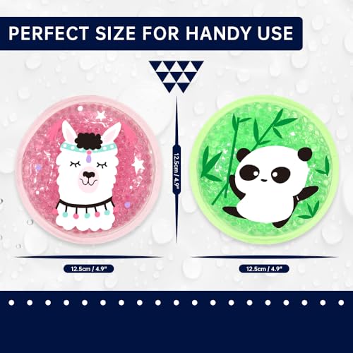 Gel Ice Pack for Injuries 2 Packs Cute Reusable Hot Cold Gel Packs - style: Panda+Alpaca