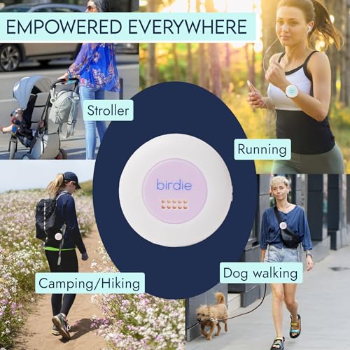 She's Birdie - The Original Personal Safety Alarm Disc for Bikes, Hikes, and Late Nights - Loud Siren, LED Light for Extra Visibility, Rechargeable, Handsfree, Lightweight, Water Resistant (Lavender) - color: Lavender