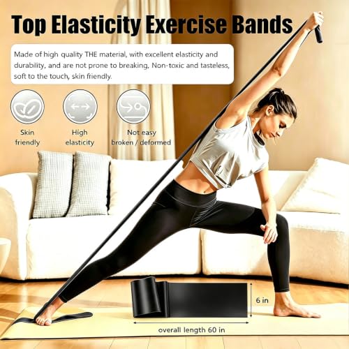 Long Resistance Bands for Working Out, Physical Therapy, Yoga & Pilates - color: Black