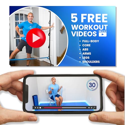Beginner Bands Set of 6 by Justin Agustin – Specifically Designed for Total Beginners – Gentle Exercise Bands for Seniors & Limited Mobility – Soft Fabric – Home Gym Equipment. Incl. Door Kit & Bag
