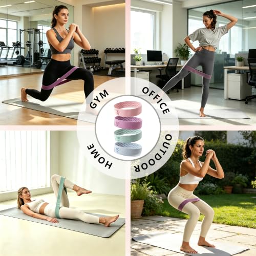 Fabric Booty Resistance Bands Set, 4 Levels Exercise Bands for Working Out