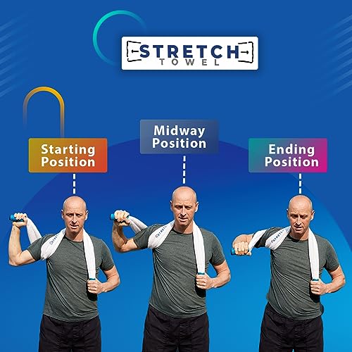 Shoulder Rotator Cuff Stretching Device By Stretch Towel; Physical Therapy Shoulder And Full Body Stretching Strap With Easy Grip Handles for Sore and Tight Muscles. Improves Shoulder Flexibility